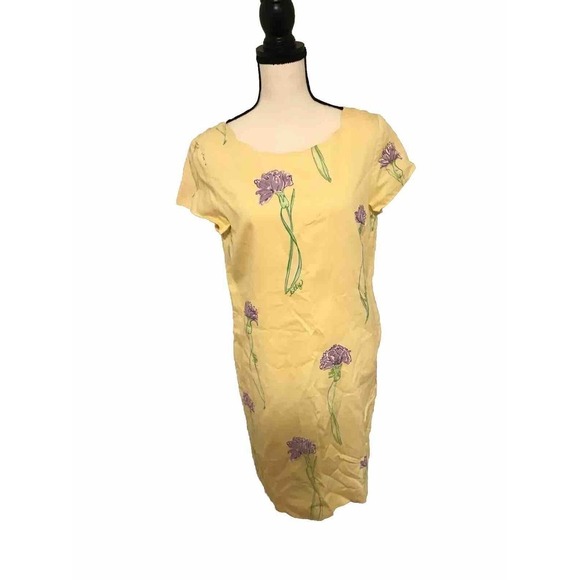 Lilly Pulitzer White Label RARE - Solid Yellow Dress w/ Purple Flowers - Size 8 - Picture 2 of 7